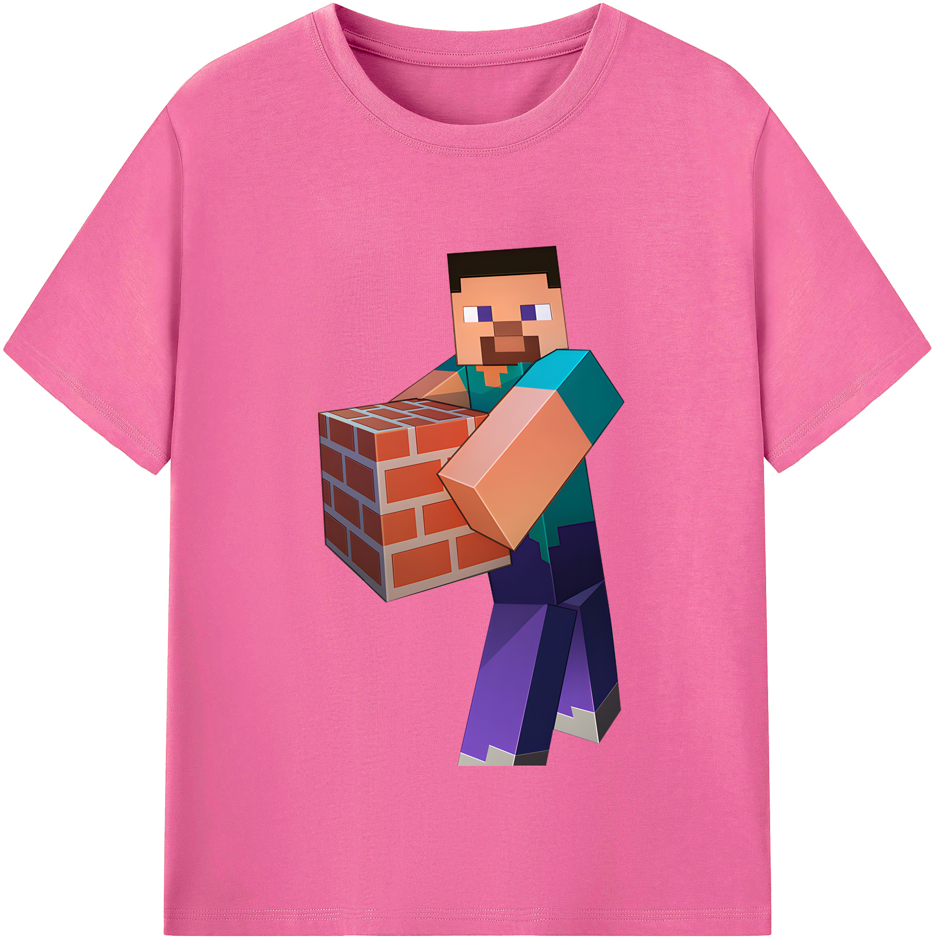（画像用） マインクラフト ブロックの世界 Minecraft MC Block world レディースカジュアルプリントTシャツ（綿100％）